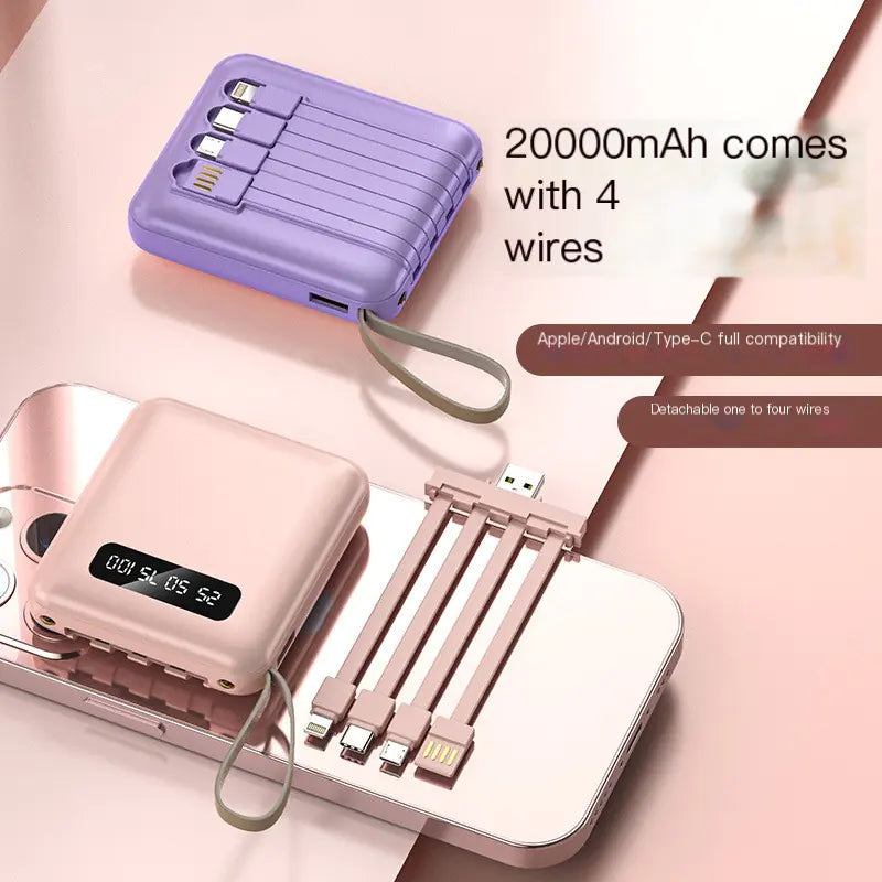 Mini Portable Power Bank 20000mAh with Cable